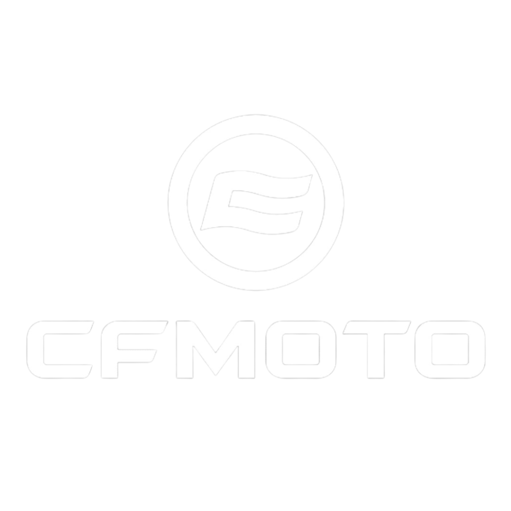 CFMOTO logo with stylized letter "C" in a circle above the brand name on a black background.