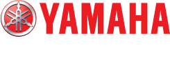 Yamaha logo with three tuning forks and red text. Below, the slogan "Revs Your Heart" is written in white script.
