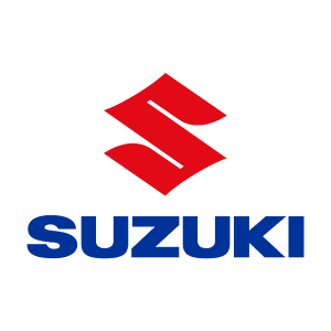 Red stylized "S" logo above the word "Suzuki" in blue lowercase letters.